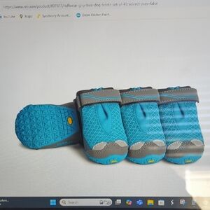 Ruffwear Dog Blue and Gray Trek Boots 1.75 Inches And Sock Liners
